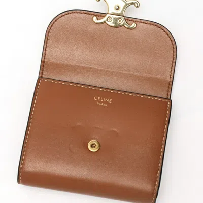 Pre-owned Celine Brown Leather Middle Wallet (tri-fold) ()