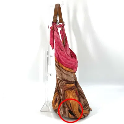 Pre-owned Celine Brown Pink Silk Leather Handbag Shoulder Bag () In Multi