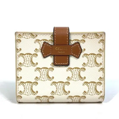 Pre-owned Celine Brown White Pvc Leather Wallet (bi-fold) () In Multi