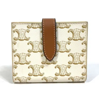 Pre-owned Celine Brown White Pvc Leather Wallet (bi-fold) () In Multi