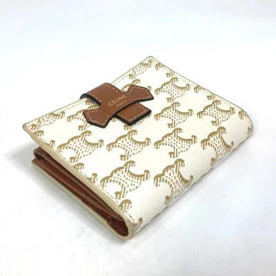 Pre-owned Celine Brown White Pvc Leather Wallet (bi-fold) () In Multi