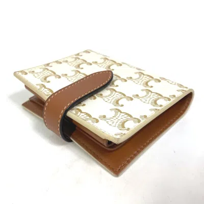 Pre-owned Celine Brown White Pvc Leather Wallet (bi-fold) () In Multi