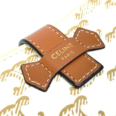 Pre-owned Celine Brown White Pvc Leather Wallet (bi-fold) () In Multi