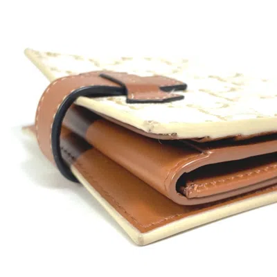 Pre-owned Celine Brown White Pvc Leather Wallet (bi-fold) () In Multi