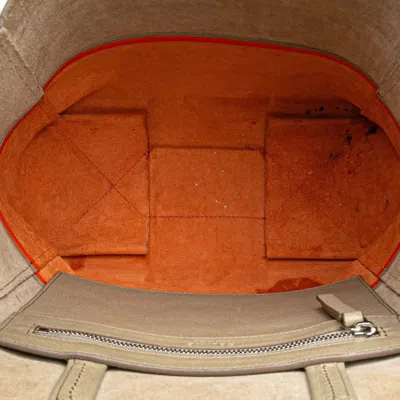 Pre-owned Celine Cabas Beige Orange Leather Handbag Shoulder Bag () In Multi