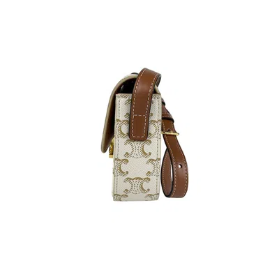 Pre-owned Celine Gold White Coated Canvas Shoulder Bag () In Multi