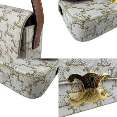 Pre-owned Celine Gold White Coated Canvas Shoulder Bag () In Multi