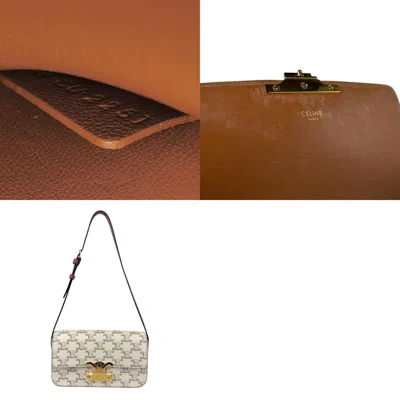 Pre-owned Celine Gold White Coated Canvas Shoulder Bag () In Multi