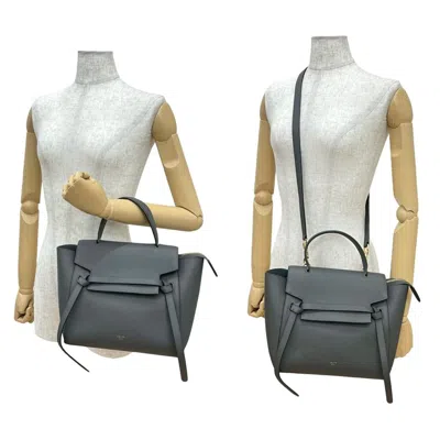 Pre-owned Celine Gray Leather Boston Bag Handbag Shoulder Bag ()