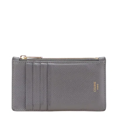 Pre-owned Celine Gray Leather Coin Purse/coin Case ()