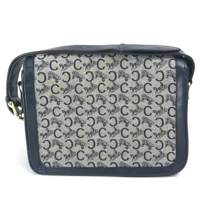 Pre-owned Celine Gray Navy Leather Canvas Shoulder Bag () In Multi