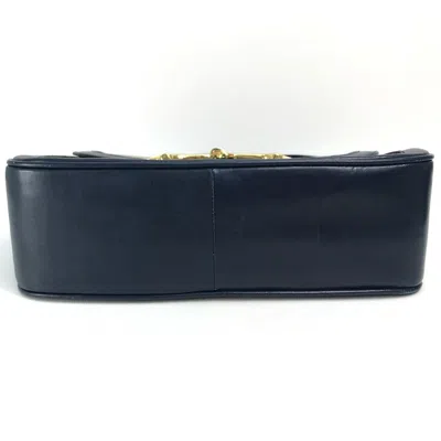 Pre-owned Celine Gray Navy Leather Canvas Shoulder Bag () In Multi