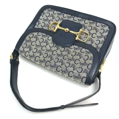 Pre-owned Celine Gray Navy Leather Canvas Shoulder Bag () In Multi