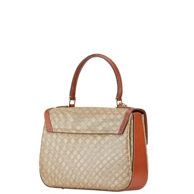 Pre-owned Celine Macadam Beige Brown Pvc Leather Handbag Shoulder Bag () In Multi