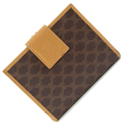 Pre-owned Celine Macadam Beige Dark Brown Pvc Leather Wallet (bi-fold) () In Multi