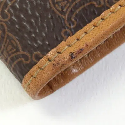 Pre-owned Celine Macadam Beige Dark Brown Pvc Leather Wallet (bi-fold) () In Multi