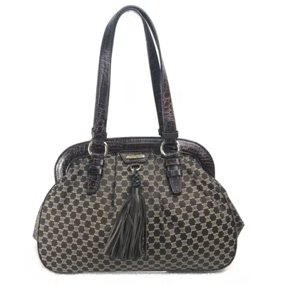 Pre-owned Celine Macadam Brown Canvas Leather Shoulder Bag Tote Bag ()