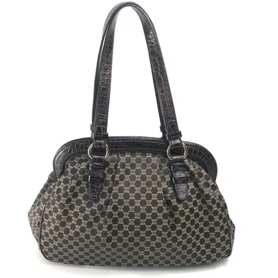 Pre-owned Celine Macadam Brown Canvas Leather Shoulder Bag Tote Bag ()