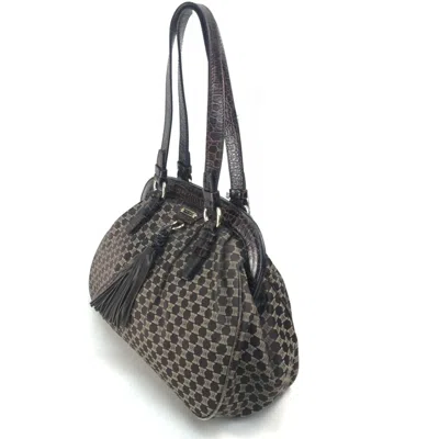 Pre-owned Celine Macadam Brown Canvas Leather Shoulder Bag Tote Bag ()