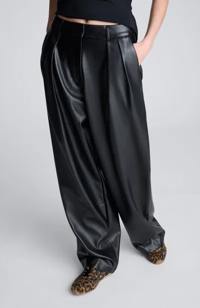 Kenneth Cole High Rise Fly Front Double Pleat Wide Leg Pant In Black