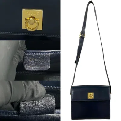 Pre-owned Celine Navy Leather Pochette Shoulder Bag () In Blue