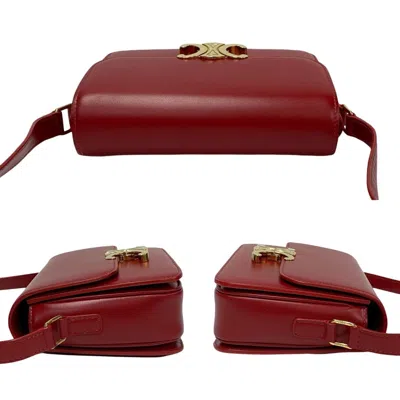 Pre-owned Celine Red Color Leather Pochette Shoulder Bag ()