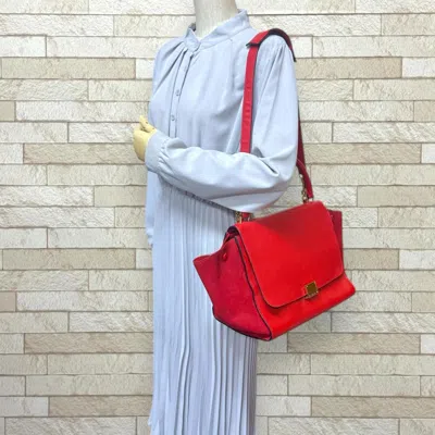 Pre-owned Celine Trapeze Red Color Leather Shoulder Bag ()
