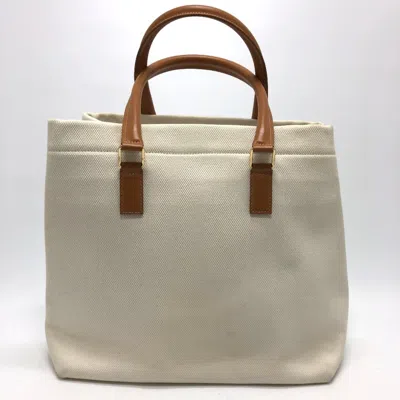 Pre-owned Celine White Canvas Leather Tote Bag ()
