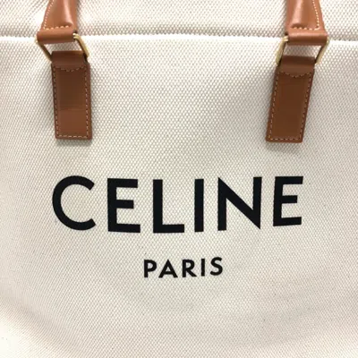 Pre-owned Celine White Canvas Leather Tote Bag ()