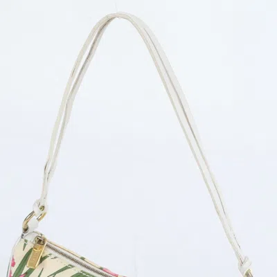Pre-owned Celine White Leather Canvas Pouch Shoulder Bag Tote Bag ()