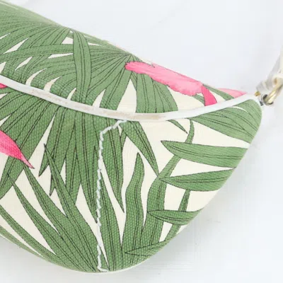 Pre-owned Celine White Leather Canvas Pouch Shoulder Bag Tote Bag ()