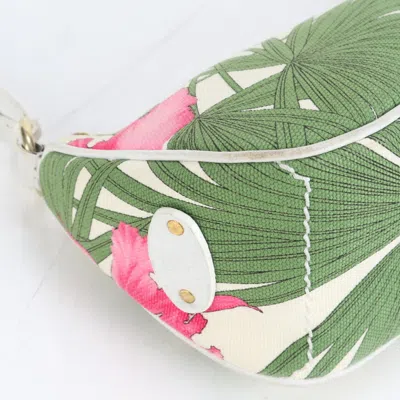 Pre-owned Celine White Leather Canvas Pouch Shoulder Bag Tote Bag ()