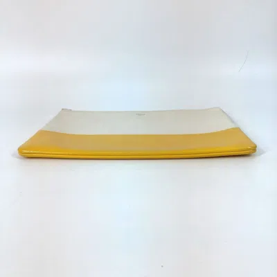 Pre-owned Celine White Yellow Leather Clutch Bag Pouch ()