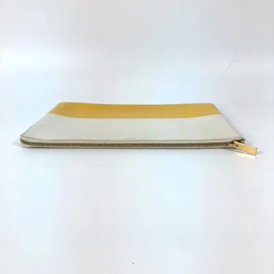 Pre-owned Celine White Yellow Leather Clutch Bag Pouch ()