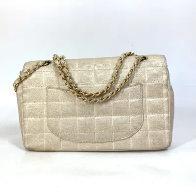 Pre-owned Chanel Beige Canvas Shoulder Bag () In Sand
