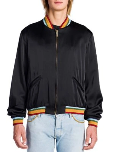Palm Angels Embroidered Bomber Jacket In Black