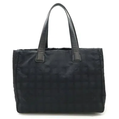 Pre-owned Chanel Black Brown Leather Nylon Tote Bag () In Multi