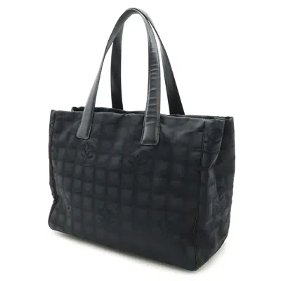 Pre-owned Chanel Black Brown Leather Nylon Tote Bag () In Multi