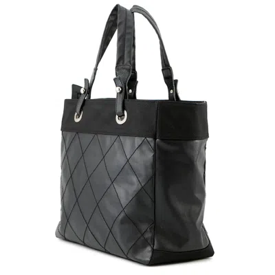 Pre-owned Chanel Black Canvas Leather Tote Bag ()