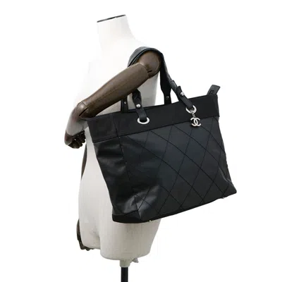 Pre-owned Chanel Black Canvas Leather Tote Bag ()