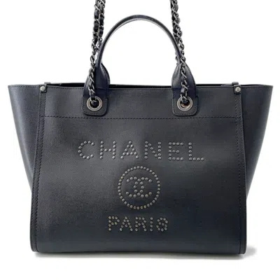 Pre-owned Chanel Black Grained Calfskin Shopping Bag Tote Bag ()