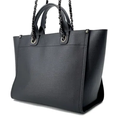 Pre-owned Chanel Black Grained Calfskin Shopping Bag Tote Bag ()