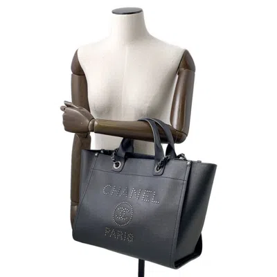 Pre-owned Chanel Black Grained Calfskin Shopping Bag Tote Bag ()