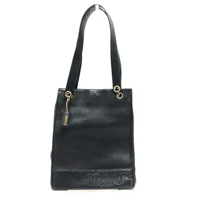 Pre-owned Chanel Black Grained Calfskin Tote Bag ()