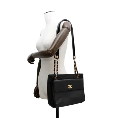 Pre-owned Chanel Black Grained Calfskin Tote Bag ()