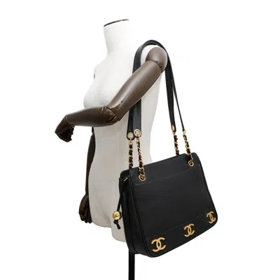 Pre-owned Chanel Black Grained Calfskin Tote Bag ()