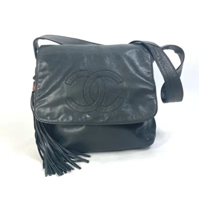 Pre-owned Chanel Black Leather Messenger Bag Shoulder Bag ()