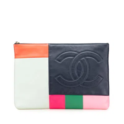 Pre-owned Chanel Black Multi-color Leather Clutch Bag ()