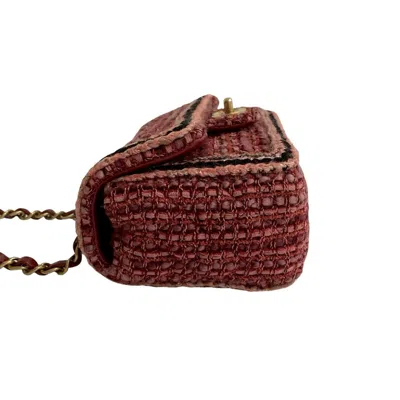 Pre-owned Chanel Black Multi-color Pink Tweed Pochette Shoulder Bag ()
