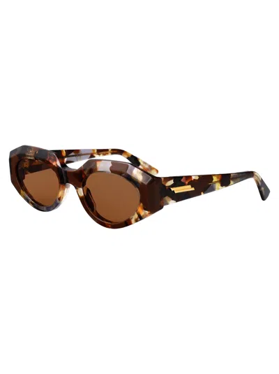 Bottega Veneta Multicolor-multicolor-brown Recycled Acetate Sunglasses In Brown
